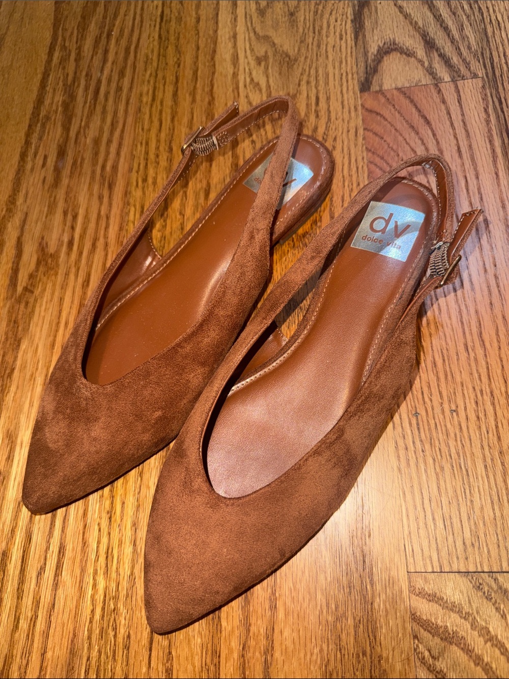 DV by Dolce Vita Brown Suede Pointed Slingback Flats